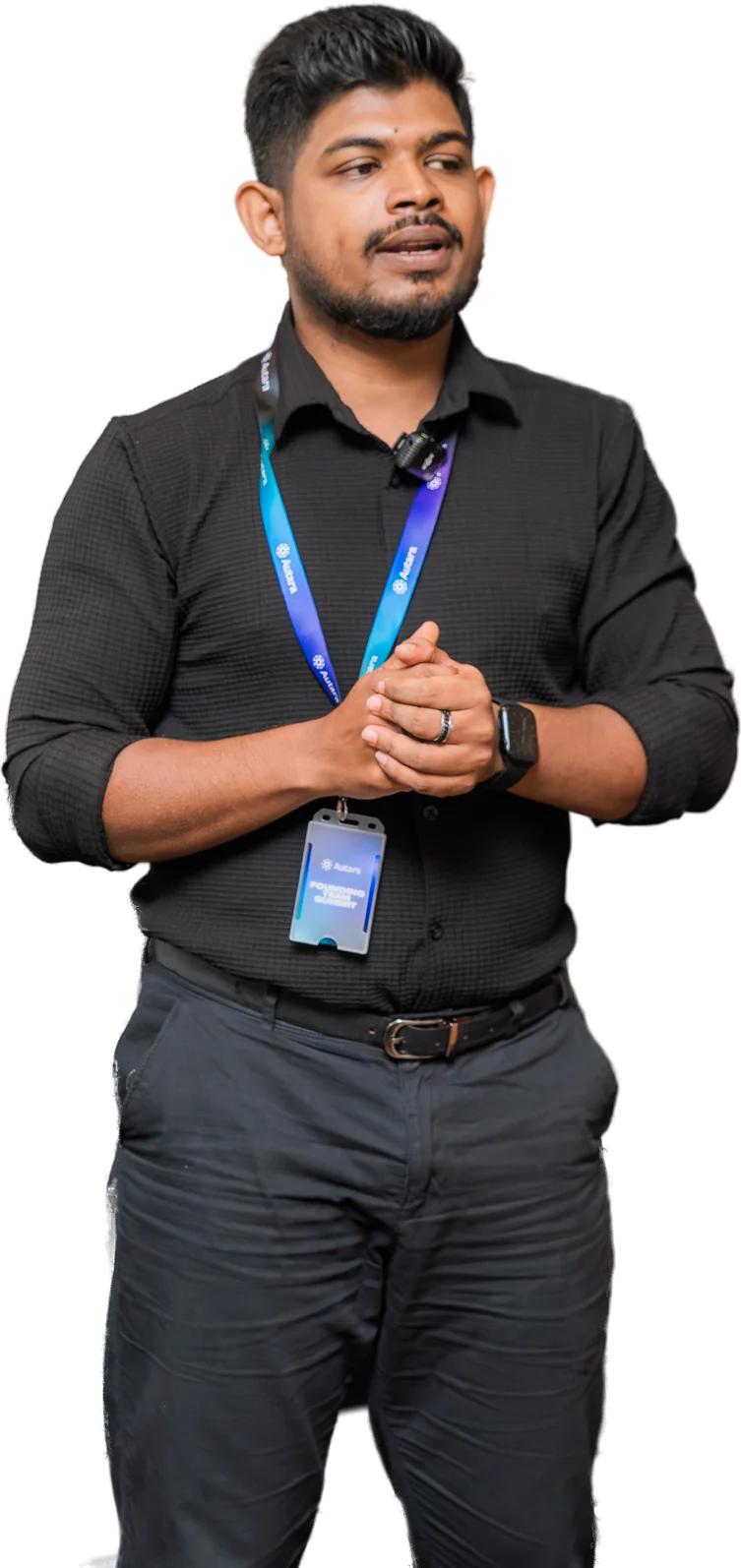 Ravindu Fernando presenting at a technical session